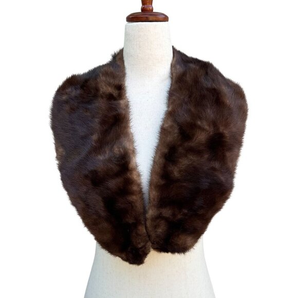 Source Unknown Accessories - Vintage Womens Handmade Brown Mink Fur Stole Collar Scarf Wrap Shawl Accessory